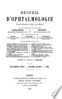 Recueil d'ophthalmologie ...