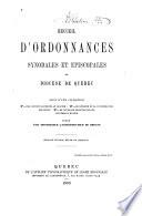 Recueil d'ordonnances synodales et episcopales du diocese de Quebec