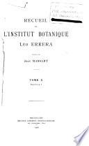 Recueil de l'Institut Botanique Léo Errera