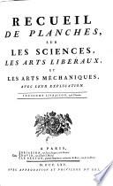 Recueil de planches, sur les sciences, les arts libéraux, et les arts méchaniques, avec leur explication