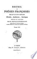 Recueil de poésies franc̜oises des XVe et XVIe siècles