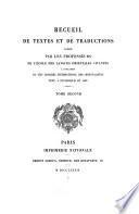 Recueil de textes et de traductions publie par les professeurs de l'École des langues orientales vivantes