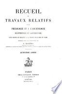 Recueil de travaux relatifs à la philologie et à l'archéologie égyptiennes et assyriennes