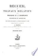 Recueil de travaux relatifs a la philologie et a l'archeologie egyptiennes et assyriennes