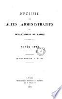 Recueil des actes administratifs - Rhône, Préfecture