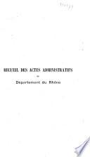 Recueil des actes administratifs - Rhône, Préfecture