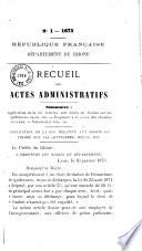 Recueil des actes administratifs - Rhône, Préfecture