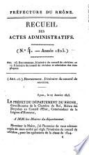 Recueil des actes administratifs - Rhône, Préfecture