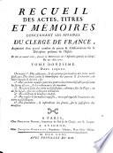 Recueil des actes, titres et mémoires