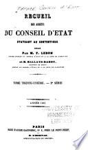 Recueil des decisions du Conseil d'État statuant au contentieux et du Tribunal des Conflits et des jugements des tribunaux administratifs