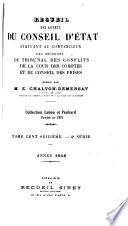 Recueil des decisions du Conseil d'Etat statuant au contentieux et du Tribunal des Conflits et des jugements des tribunaux administratifs