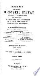 Recueil des decisions du Conseil d'État statuant au contentieux et du Tribunal des Conflits et des jugements des tribunaux administratifs