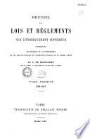 Recueil des lois et règlements sur l'enseignement supérieur