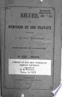 Recueil des mémoires et des travaux