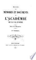 Recueil des mémoires et documents de l'Académie de la Val d'Isère