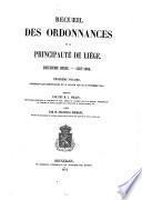 Recueil des ordonnances de la Principauté de Liège