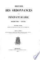 Recueil des ordonnances de la Principauté de Liège