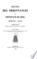 Recueil des ordonnances de la principauté de Liége