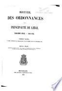 Recueil des ordonnances de la principauté de Liège: sér. 974-1506