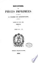 Recueil des pièces imprimées par ordre de la Chambre des Représentants