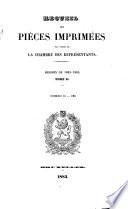 Recueil des pièces imprimées par ordre de la Chambre des Représentants
