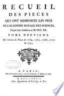 Recueil des pieces qui ont remporté les prix de l'Académie royale des sciences