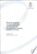 Recueil des résolutions du Comité des Ministres adoptées en application des articles 32 et 54 de la Convention européenne des Droits de l'Homme Supplément 1997, Volume II : maiseptembre 1997