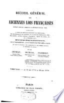 Recueil général des anciennes lois françaises