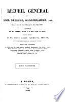 Recueil général des lois, décrets, ordonnances, etc