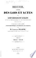 Recueil général des lois et actes du gouvernement d'Haïti