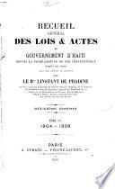 Recueil général des lois et actes du gouvernement d'Haïti