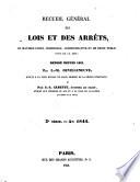Recueil général des lois et des arrêts en matière civile, criminelle, commerciale et de droit public par J. B. Sirey