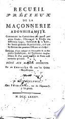 Recueil précieux de la maçonnerie adonhiramite