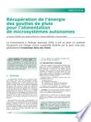 Recuperation de I'energie des gouttes de Luie pour I'alimentation de Microsystemes autonomes