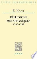 Réflexions métaphysiques (1780-1789)