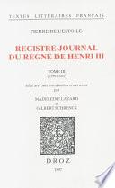 Registre-journal du règne de Henri III. Tome III, 1579-1581