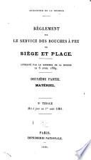 Règlement sur le service des bouches à feu de siège et place