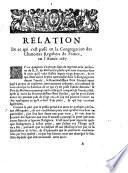 Relation de ce qui s'est passé dans la Congrégation des Chanoines Réguliers de France durant l'année ...