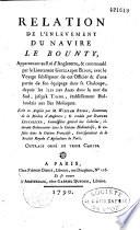 Relation de l'enlèvement du navire Le Bounty