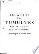 Relation Des Tumultes Arrivez A Rome En L'Année 1736
