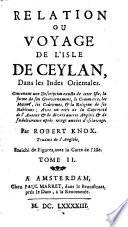 Relation ou voyage de l'isle de Ceylan, dans les Indes orientales