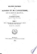 Relations politiques des Pays-Bas et de l'Angleterre
