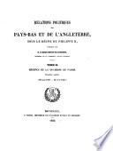 Relations politiques des Pays-Bas et de l'Angleterre, sous la règne de Philippe II