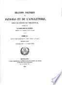 Relations politiques des Pays-Bas et de l'Angleterre sous le règne de Philippe II