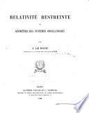 Relativité restreinte et géométrie des systèmes ondulatoires