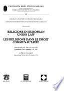 Religions Dans Le Droit Communautaire