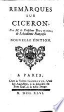Remarques sur Ciceron. Nouv. ed