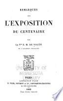 Remarques sur l'exposition du centenaire