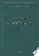 Remarques sur la langue françoise
