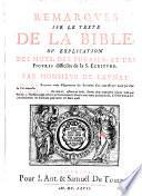 Remarques sur le texte de la Bible